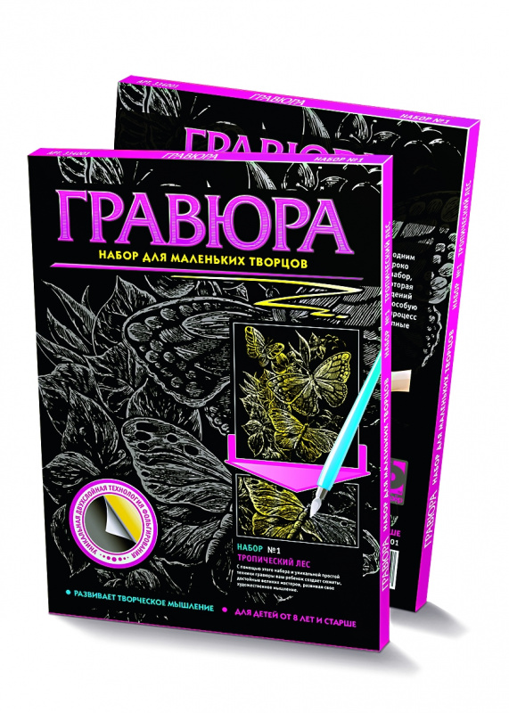 334001 Гравюра №1 Тропический лес(Бабочки)